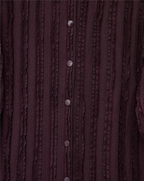 Dokulu Düğmeli Dikey Şeritli Pantolon Gömlek Takım -Mürdüm-Takım-398-4023-R09