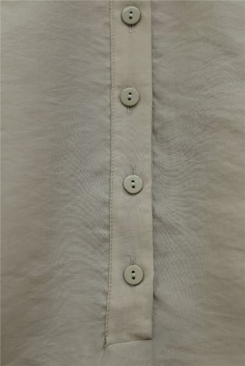 Düğmeli Kemerli Yarasa Kol Volanlı Oversize Modal Tunik  -Vizon-Tunik-307-0136-R23