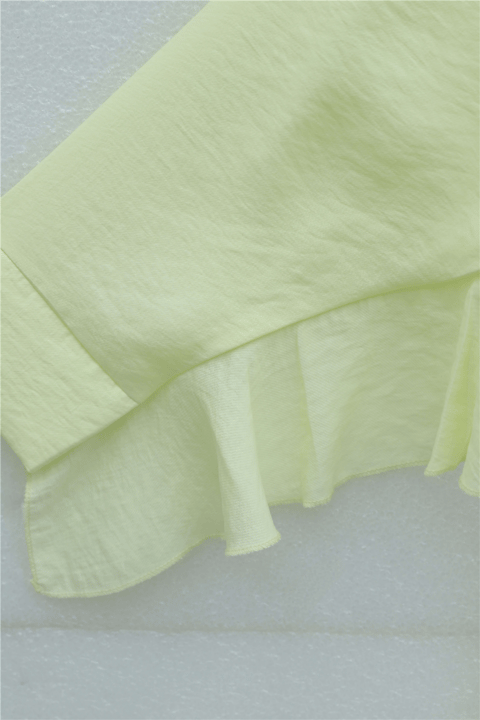 Düğmeli Kemerli Yarasa Kol Volanlı Oversize Modal Tunik  -Sarı-Tunik-307-0136-R22