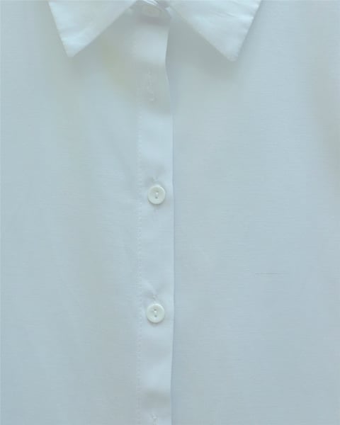 Düğmeli Oversize Düz Gömlek -Beyaz-Gömlek-349-7008-R02