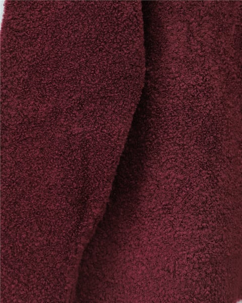 Düğmeli Salaş Triko Hırka -Bordo-Hırka-357-6232-R04