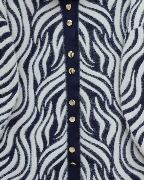 Hırka-Düğmeli Zebra Desen Sakallı Triko Hırka -Laci-280-3286-R03