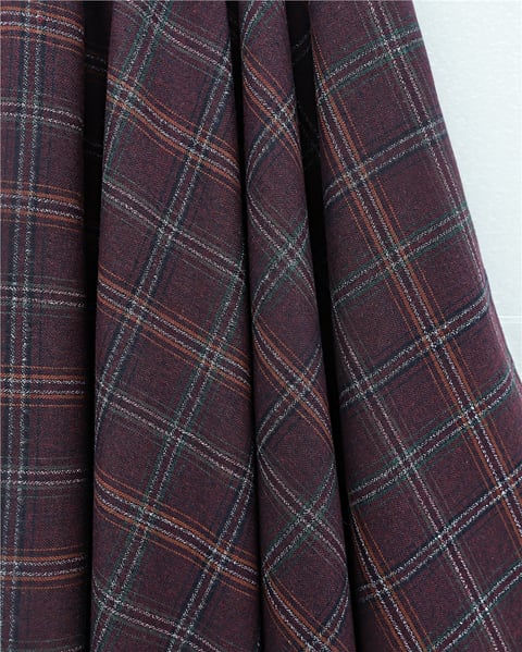 Ekose Desenli Beli Lastikli 360 Derece Etek -K. Bordo-Etek-207-1594-R52