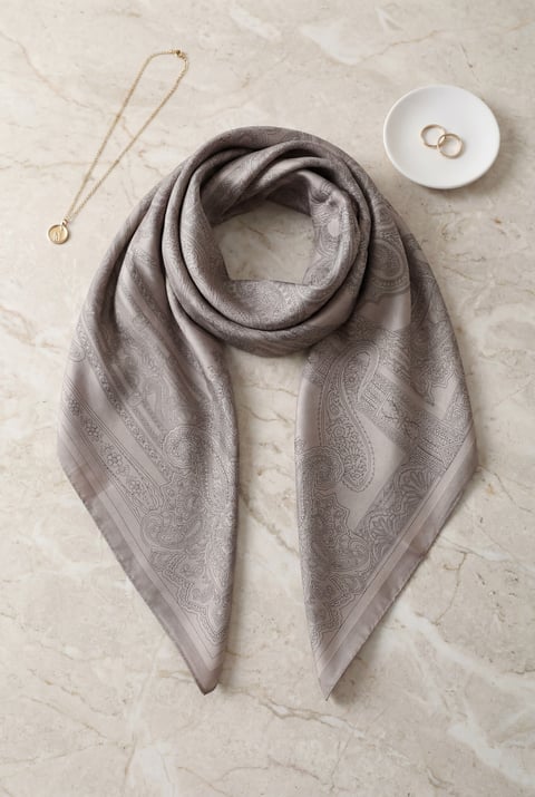 Eskiz Desenli Rayon Eşarp -Vizon