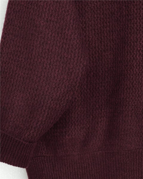 Eteği Dantel Detaylı Triko Kazak -Bordo-Kazak-357-4514-R04
