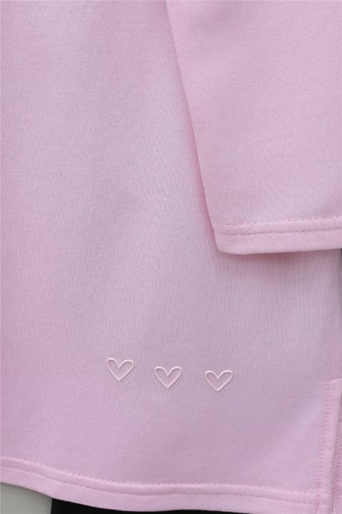 Eteği Kalp Detaylı Yırtmaçlı Salaş Penye Tunik -Pembe-Tunik-253-13074-R20