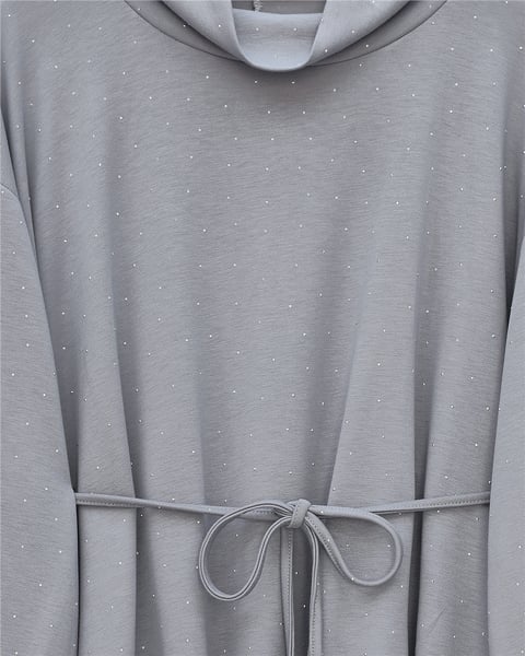 Eteği Lastikli Beli Bağcıklı Yarım Boğazlı Oysho Sweat -Açık Gri-Sweatshirt-307-0026-R41