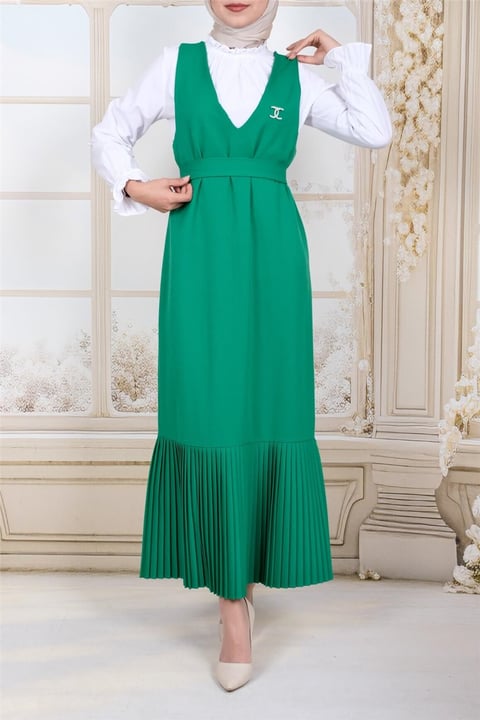 جيليه بحزام مع تنورة مطوية -Orman Yş.-Jile Elbise-111-61101-R71