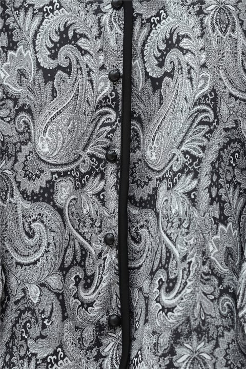 Etnik Desenli Top Düğmeli Scuba Takım -Siyah-Takım-349-8010-R01