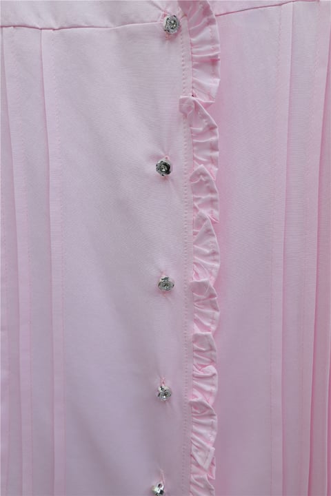 Fırfır Detaylı Kolu Bağcıklı Taş Düğmeli Cupra Tunik -Pembe-Tunik-307-0093-R20