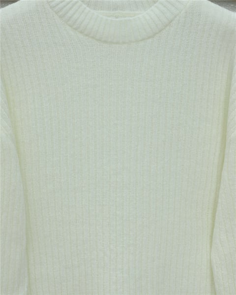 Fitilli Uzun Triko Kazak -Beyaz-Kazak-295-1320-R02