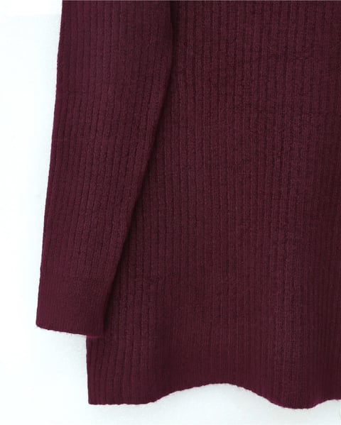 Fitilli Uzun Triko Kazak -Bordo-Kazak-295-1320-R04