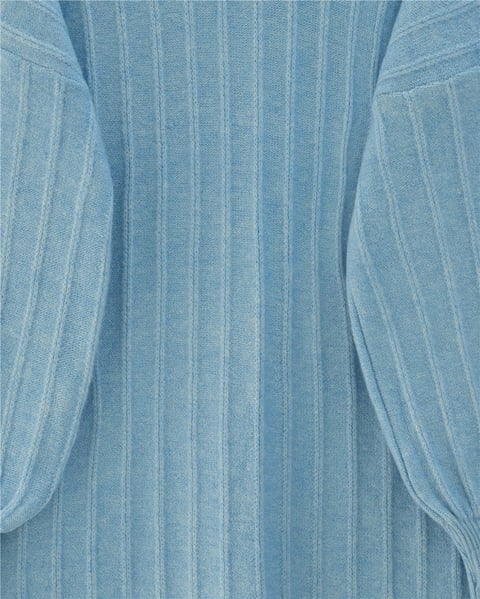 Fitilli Yırtmaçlı Yumoş Triko Tunik -Açık Mavi-Kazak-295-6026-R25