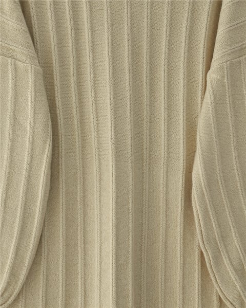 Fitilli Yırtmaçlı Yumoş Triko Tunik -Açık Vizon-Kazak-295-6026-R51