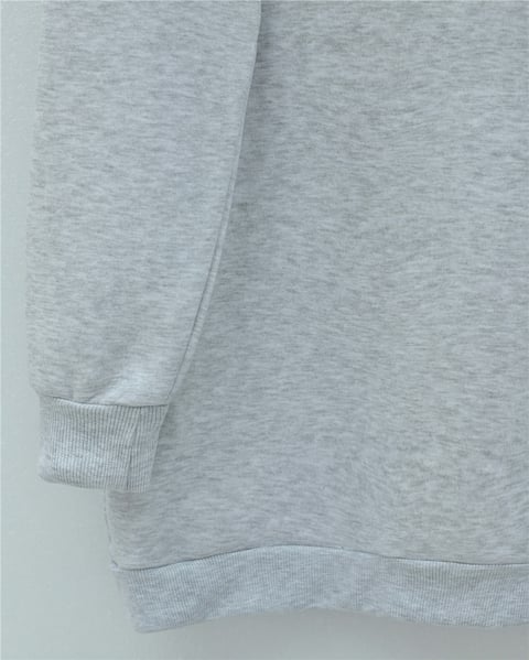 Fiyonk Detaylı Kapşonlu Penye Sweat  -Açık Gri-Sweatshirt-349-5286-R41