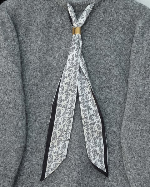 Fularlı Yumoş Triko Kazak -Gri-Kazak-109-0944-R11