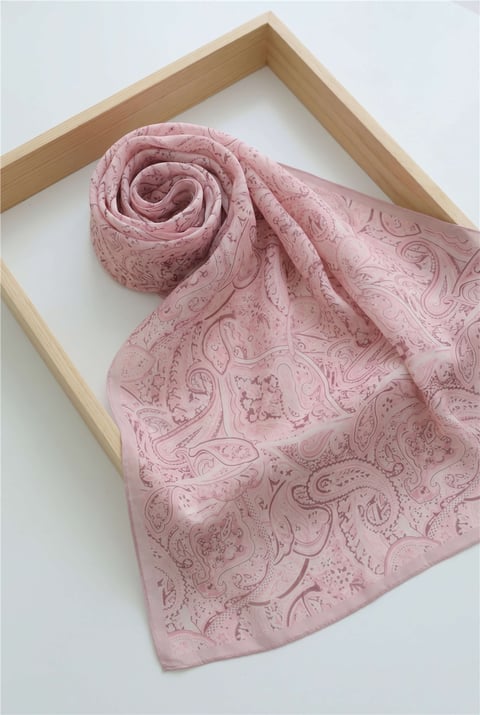 Geleneksel Floral Desenli Coton Şal -Pudra-Şal-201-10123-R06