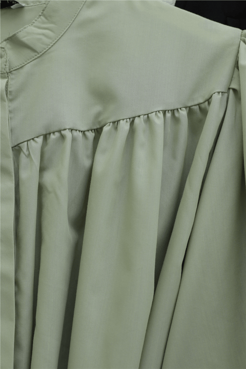 Gizli Düğmeli Kuşaklı Poplin Tunik -Çağla Y.-Tunik-223-3098-R70