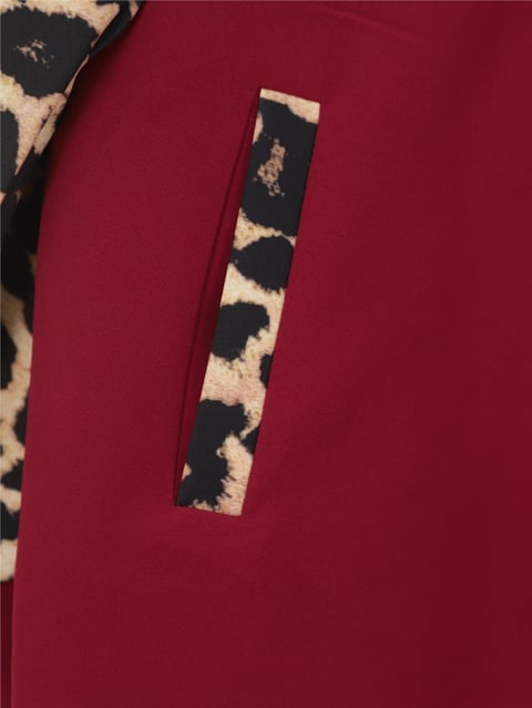 Gömlek Yaka Boydan Fermuarlı Pantolonlu Takım  -Bordo-Takım-349-6075-R04