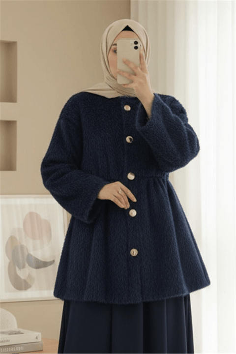 İçi Astarlı Beli Büzgülü Kürklü Ceket -Laci-Ceket-398-99009-R03