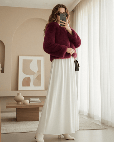 İçi Astarlı Kürklü Kaban -Bordo-Kaban-398-99005-R04