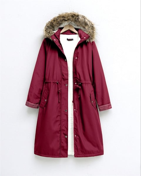 İçi Pelüş Çıkma Ķapşonlu Bondig Mont -Bordo-Mont-148-2161-R04