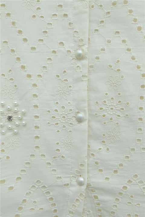 İnci Detaylı Astarlı Fistolu Arkası Uzun Tunik -Bej-Tunik-144-7016-R56