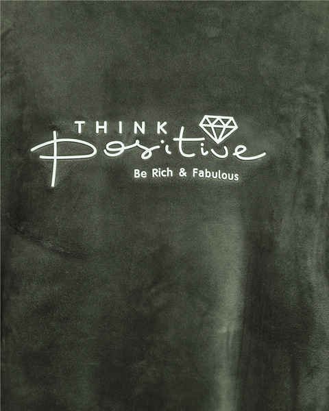 Kabartma Yazılı Fransız Kadife Pijama Takımı -Haki-Pijama-416-59700-R05