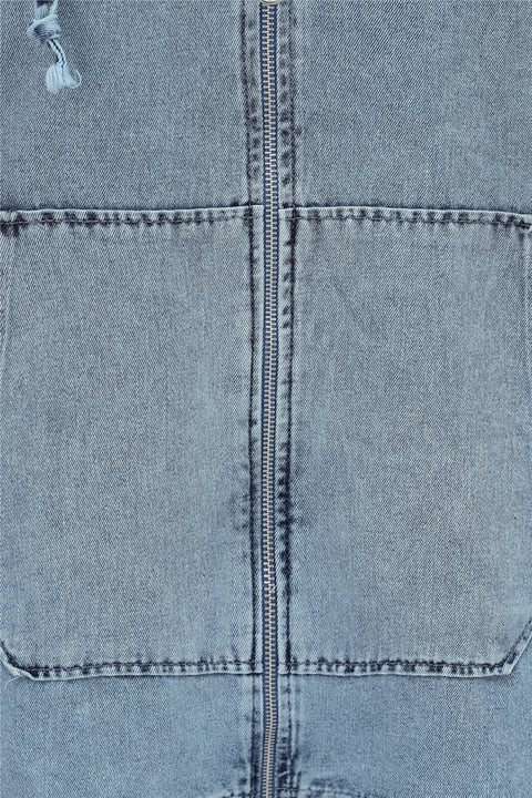 Kapşonlu Kanguru Cepli Oval Kesim Pantolonlu Kot Takım  -Mavi-Takım-197-4091-R31