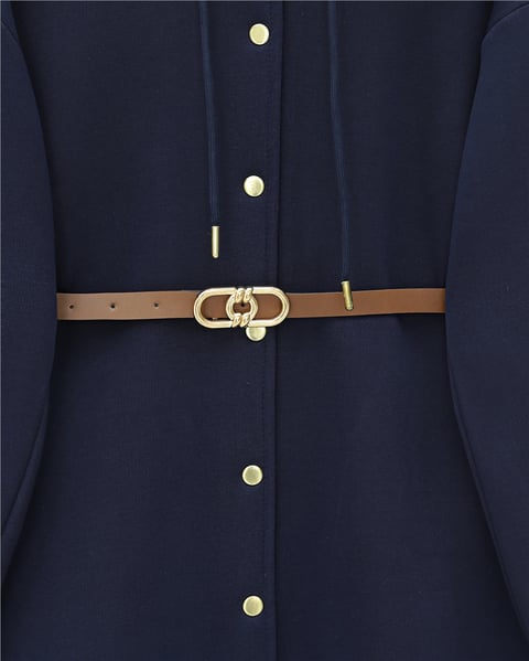 Kapşonlu Önü Çıtçıtlı Beli Kemerli Üç İplik Sweat Kap -Laci-Trençkot-349-5295-R03