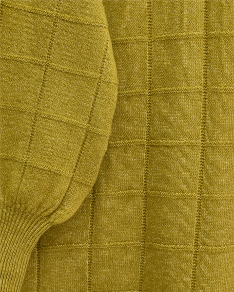 Kare Desenli Yırtmaçlı Yumoş Triko Tunik -Yağ Yeşili-Tunik-295-4510-R72