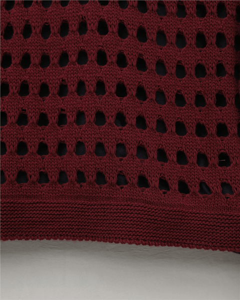 Kayık Yaka Ajurlu Triko Kazak -Bordo-Kazak-109-0987-R04