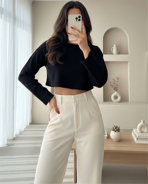 تريكو قصير برقبة قارب - أسود-Crop-385-2728-R01