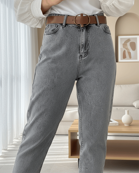Kemerli Kot Pantolon -Füme-Kot Pantolon-318-4801-R18