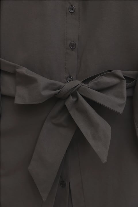 Kendinden Kuşaklı Poplin Tunik -Kahve-Tunik-307-0105-R15