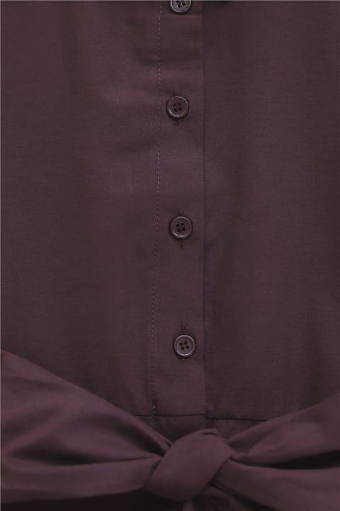 Kendinden Kuşaklı Poplin Tunik -Mürdüm-Tunik-307-0105-R09