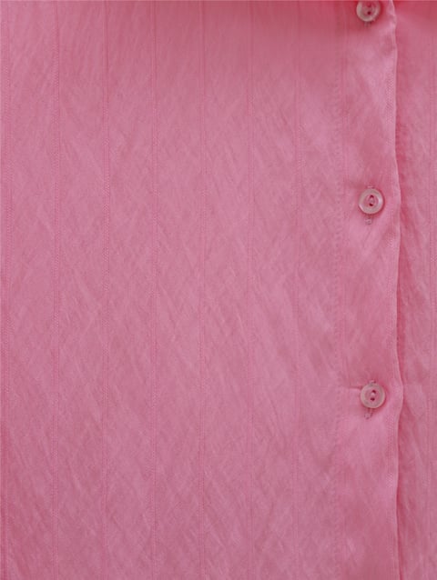 Klasik Yaka Boydan Düğmeli Oval Kesim Gömlek -Pembe-Gömlek-138-5963-R20