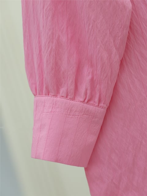 Klasik Yaka Boydan Düğmeli Oval Kesim Gömlek -Pembe-Gömlek-138-5963-R20
