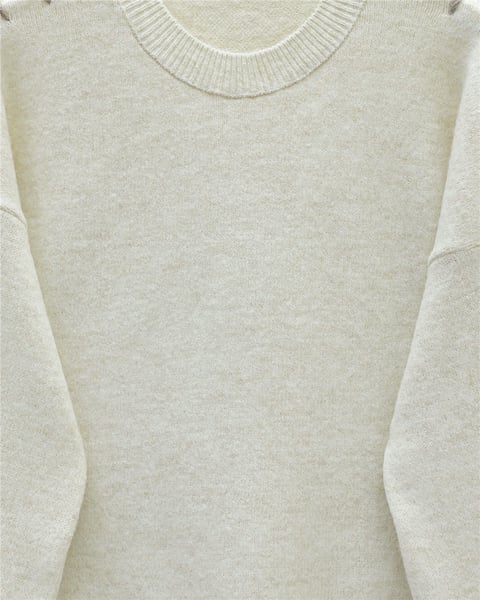 Kolları İpli Çizgili Yumoş Triko Tunik -Krem-Kazak-295-4522-R28