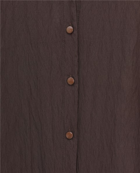 Kolu Bağcıklı Çizgi Desen Çilek Gömlek -Kahve-Tunik-434-5370-R15