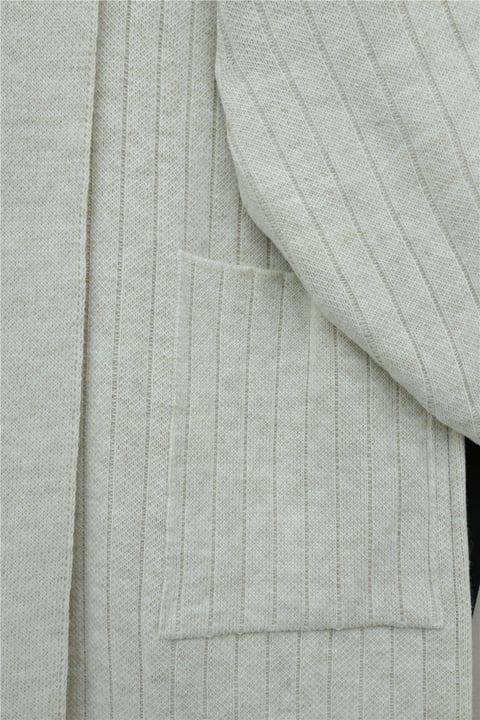 Kolu Düğme Detaylı Fitilli Uzun Triko Hırka -Taş-Hırka-109-9789-R43