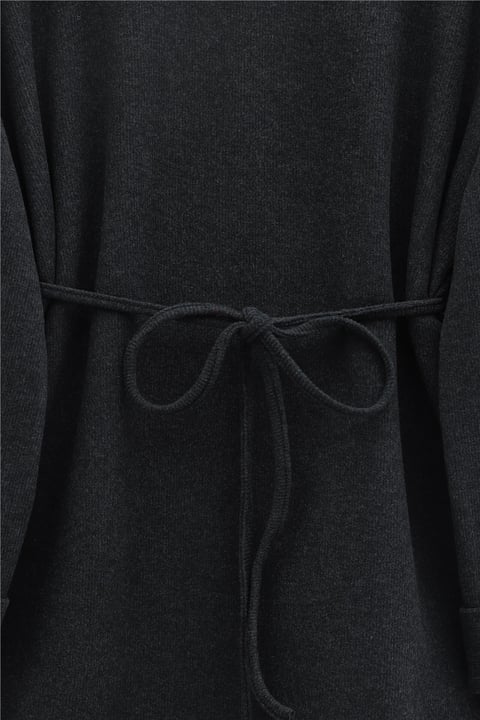 Kolu Katlı Beli Bağlamalı Yırtmaçlı Kaşkorse Tunik-Antrasit-Tunik-253-13113-R64