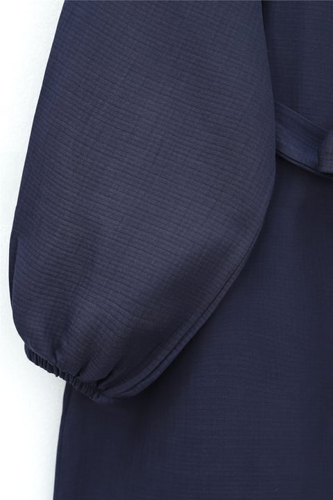 Kolu Lastikli Beli Bağcıklı Uzun Müslin Tunik -Laci-Tunik-346-12602-R03
