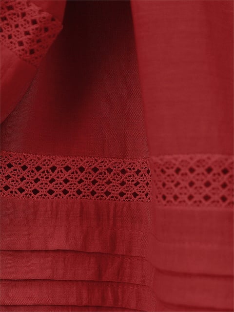 Kolu Lastikli Yarım Düğmeli Tunik -Kırmızı-Tunik-307-2208-R33