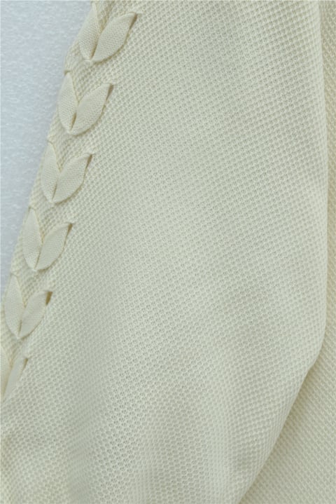 Kolu Saç Örgülü Salaş Triko Hırka -Krem-Hırka-295-03434-R28