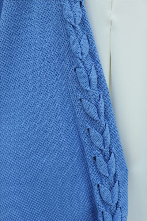 Kolu Saç Örgülü Salaş Triko Hırka -Mavi-Hırka-295-03434-R31