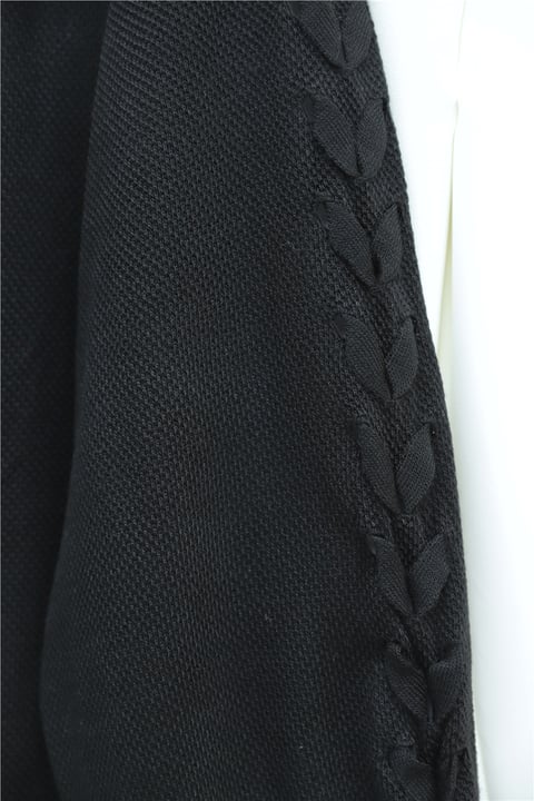 Kolu Saç Örgülü Salaş Triko Hırka -Siyah-Hırka-295-03434-R01