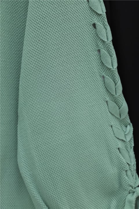 Kolu Saç Örgülü Salaş Triko Hırka -Su Yeşili-Hırka-295-03434-R36
