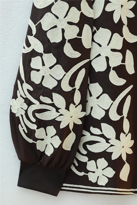 Kolu Ve Önü Nakışlı Astarlı Ceket -K. Kahve-Ceket-118-3909-R54