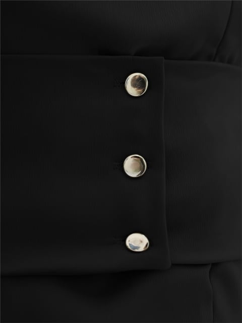 Korse Kemerli Taşlı Saten Abiye  -Siyah-Abiye-316-4640-R01
